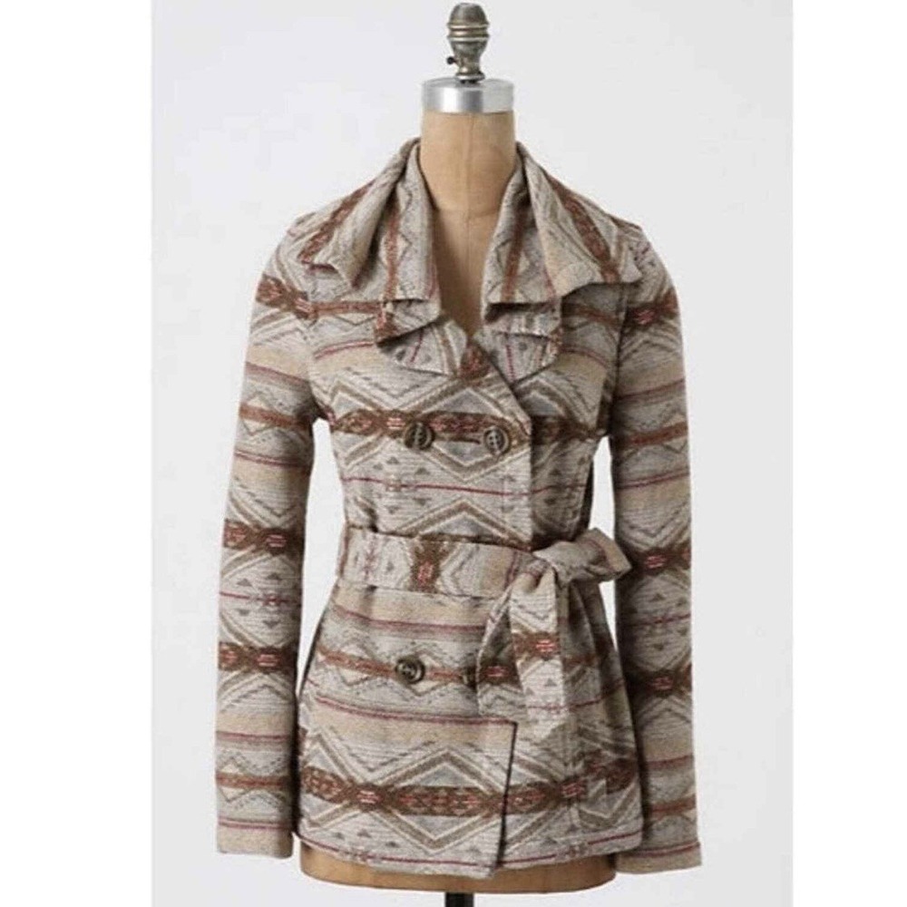 Anthropologie Daughters of the Liberation Poetry Coat Jacket Size S‎ Tan 9537